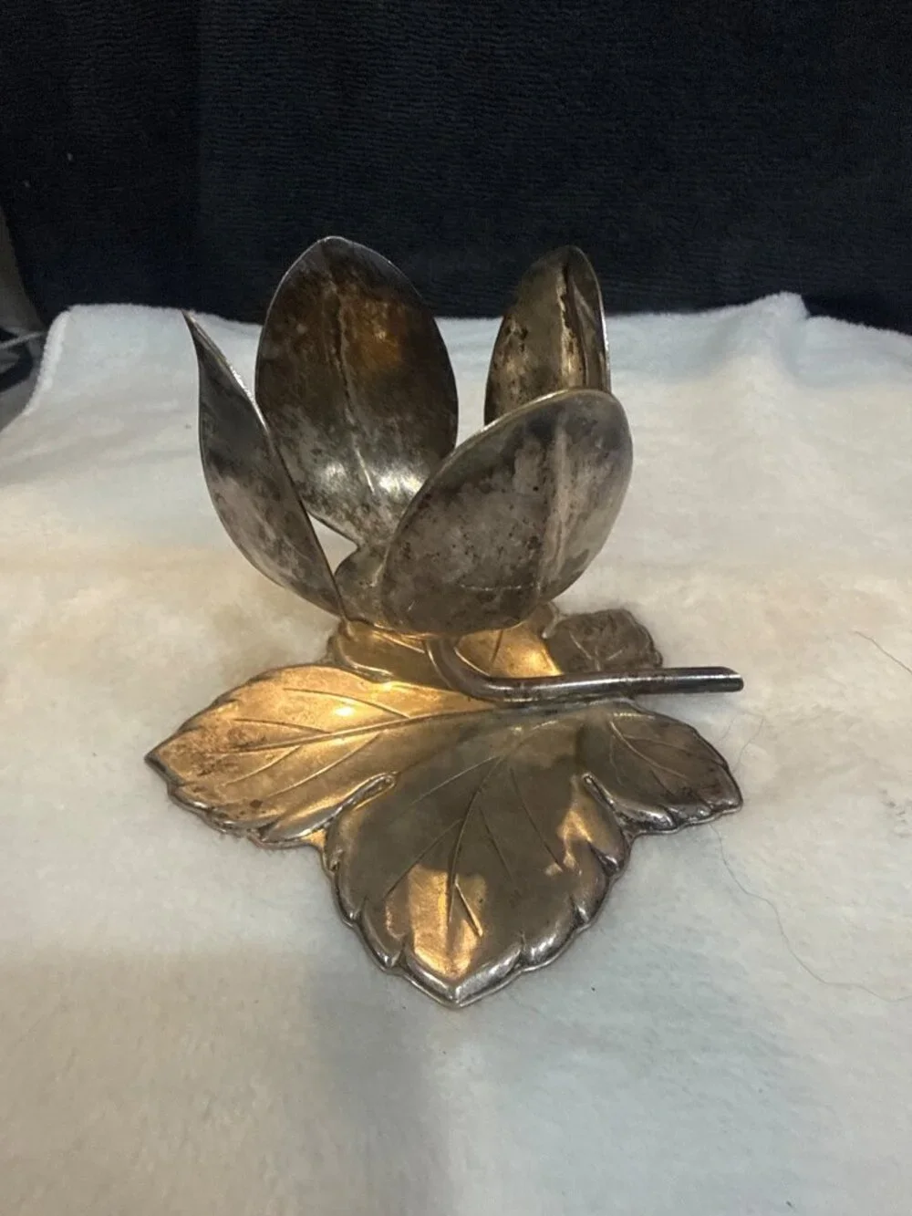 vintage German mid-century silver-plated lotus flower candle holder Quist (F.W.